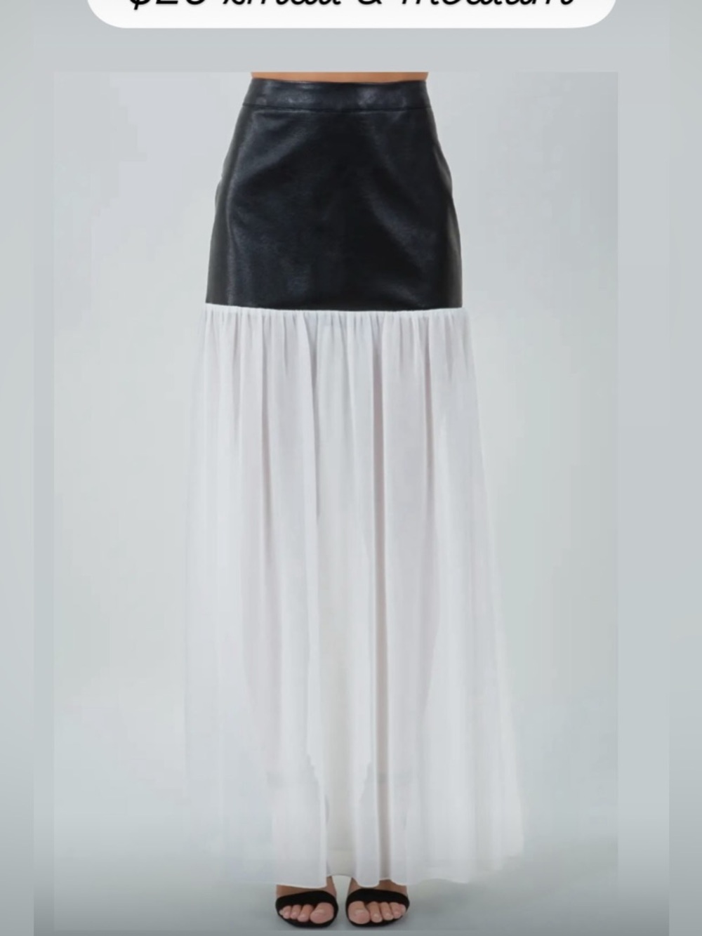 Two-Tone Black and White Maxi Skirt